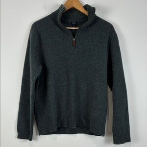 J. Crew Men's XL Green/Gray 1/4 Zip Sweater 100% Lambswool Knit Cabincore Warm